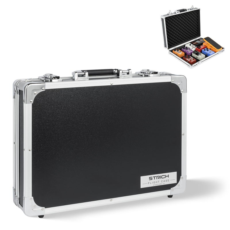 STRICH Guitar Pedal Case, 17" x 12.20" x 3.94" Aluminum Locking Effect Pedal Case with Mounting Tape, Compatible with Single Pedals & Multi-Effects - Image 1