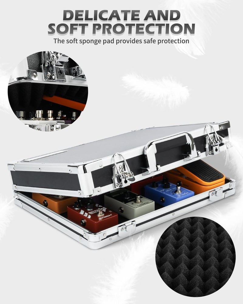 STRICH Guitar Pedal Case, 17" x 12.20" x 3.94" Aluminum Locking Effect Pedal Case with Mounting Tape, Compatible with Single Pedals & Multi-Effects - Image 3