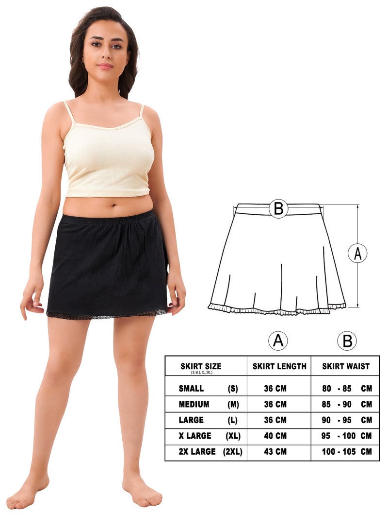 mybody mybody Cotton Rich Micro Short Inner Slip Skirt for Women | Breathable Lightweight Underskirt for Dresses | Comfortable Soft Innerwear | Anti Static Cotton Petticoat | Half Slip Skirt for Ladies | Mini Inner Slip for Skirts | Women’s Cotton Blend Skirt Liner  - Image 3