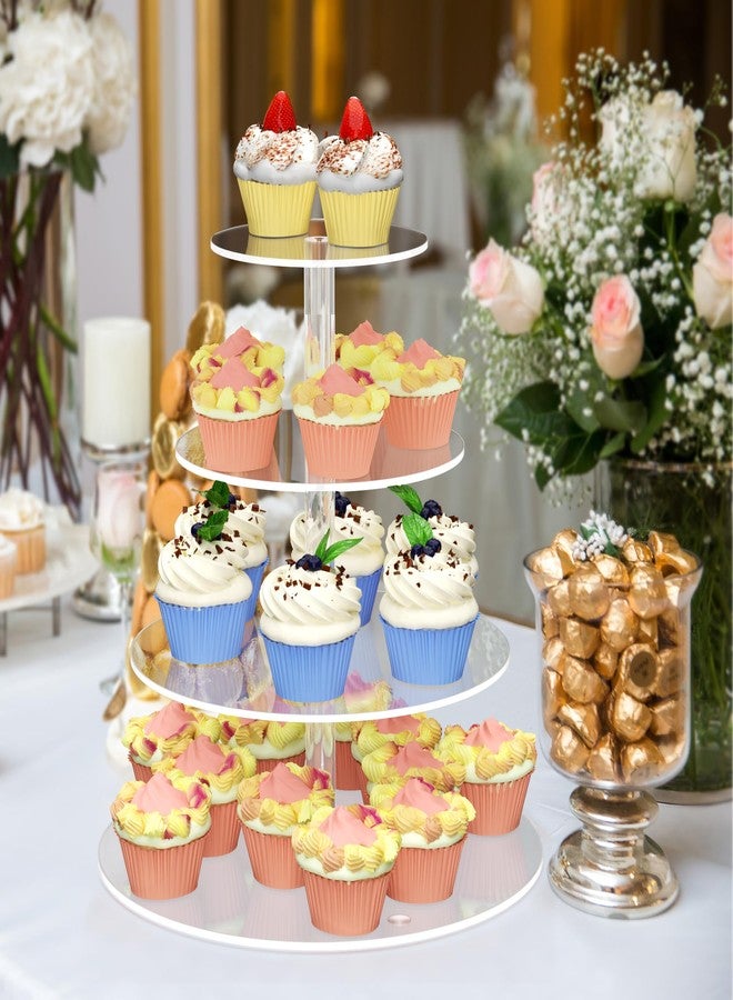 حامل كب كيك دائري بأربعة طبقات، حامل عرض كب كيك أكريليك يتسع لـ 38 كب كيك، حامل كب كيك شفاف لطاولة الحلويات، حامل كب كيك على شكل برج لحفلات الزفاف وأعياد الميلاد وحفلات التخرج - Image 3