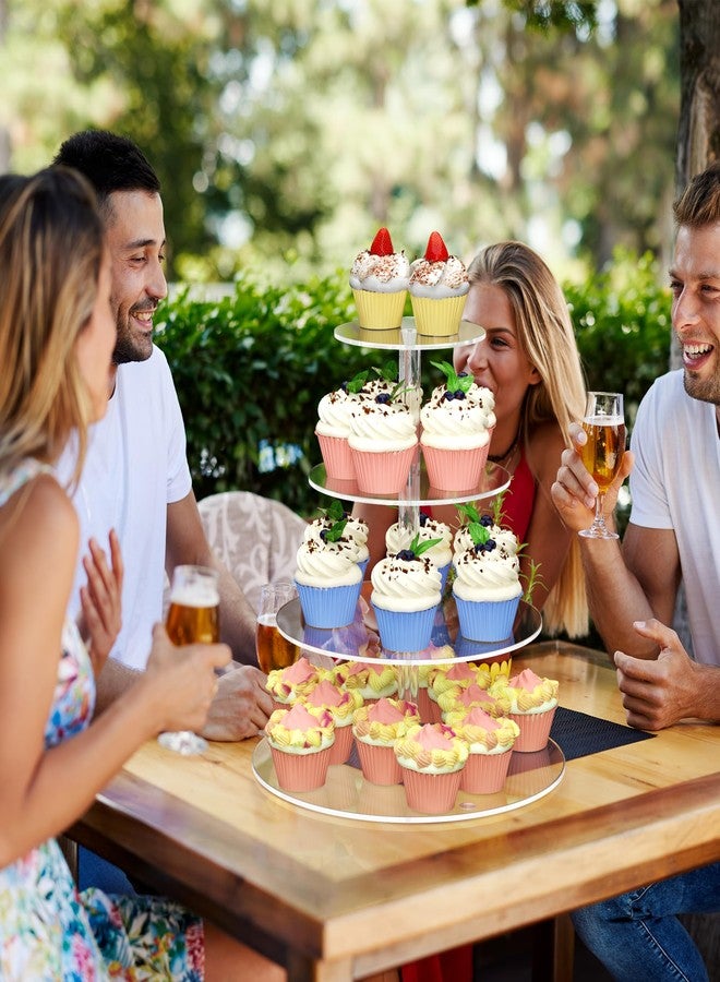 حامل كب كيك دائري بأربعة طبقات، حامل عرض كب كيك أكريليك يتسع لـ 38 كب كيك، حامل كب كيك شفاف لطاولة الحلويات، حامل كب كيك على شكل برج لحفلات الزفاف وأعياد الميلاد وحفلات التخرج - Image 2