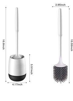 SYOSI Silicone Toilet Brush and Holder, Bathroom Toilet Brush Holder Set, Silicone Toilet Cleaning Brush Kit with Soft Bristle Brush  - Image 2