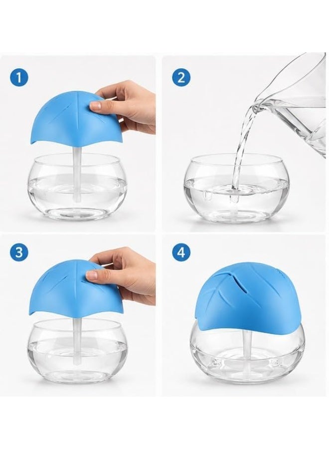 Crystal Globe Water-Based Air Purifier Humidifier & Aromatherapy Diffuser with Leaf Lid, Blue - Image 3
