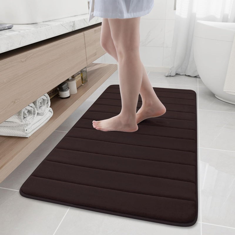 Buganda Memory Foam Bath Mat 47 x 24 Ultra Soft and NonSlip Bathroom Rugs Water Absorbent and Machine Washable Bath Rug Runner for Bathroom Shower and Tub Brown