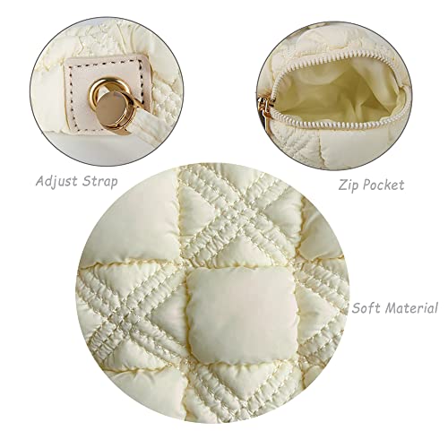 Trisapu Puffer Bag Quilted Padded Tote Bags for Women Puffy Hobo Purse Lightweight Down Cotton Crossbody Shoulder Bag Beige - Image 4