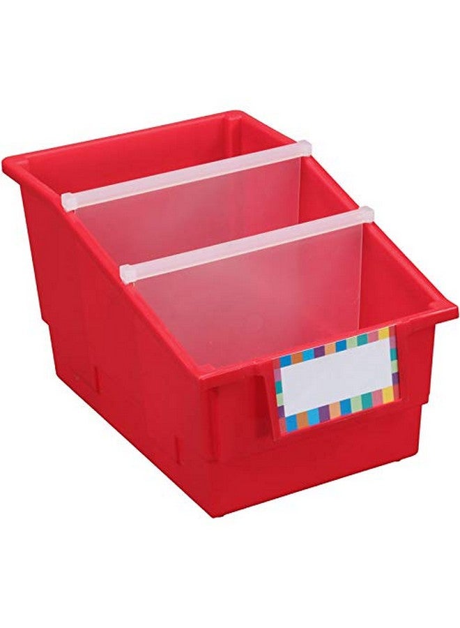Really Good Stuff Chapter Book Library Bins with Dividers, 8.75" x 13.5" x 7.75" - 4 Pack, Primary Colors, Large Plastic Shelf Bin Organizer for Classroom Library, Books, Documents, Files, Magazines - Image 3