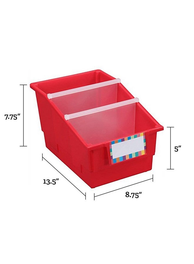 Really Good Stuff Chapter Book Library Bins with Dividers, 8.75" x 13.5" x 7.75" - 4 Pack, Primary Colors, Large Plastic Shelf Bin Organizer for Classroom Library, Books, Documents, Files, Magazines - Image 4