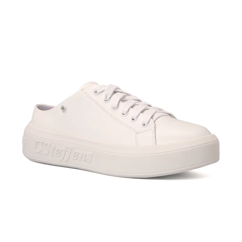 Carmen Steffens  White Leather Sneakers with Crystal Detailing for Women | Best Price UAE