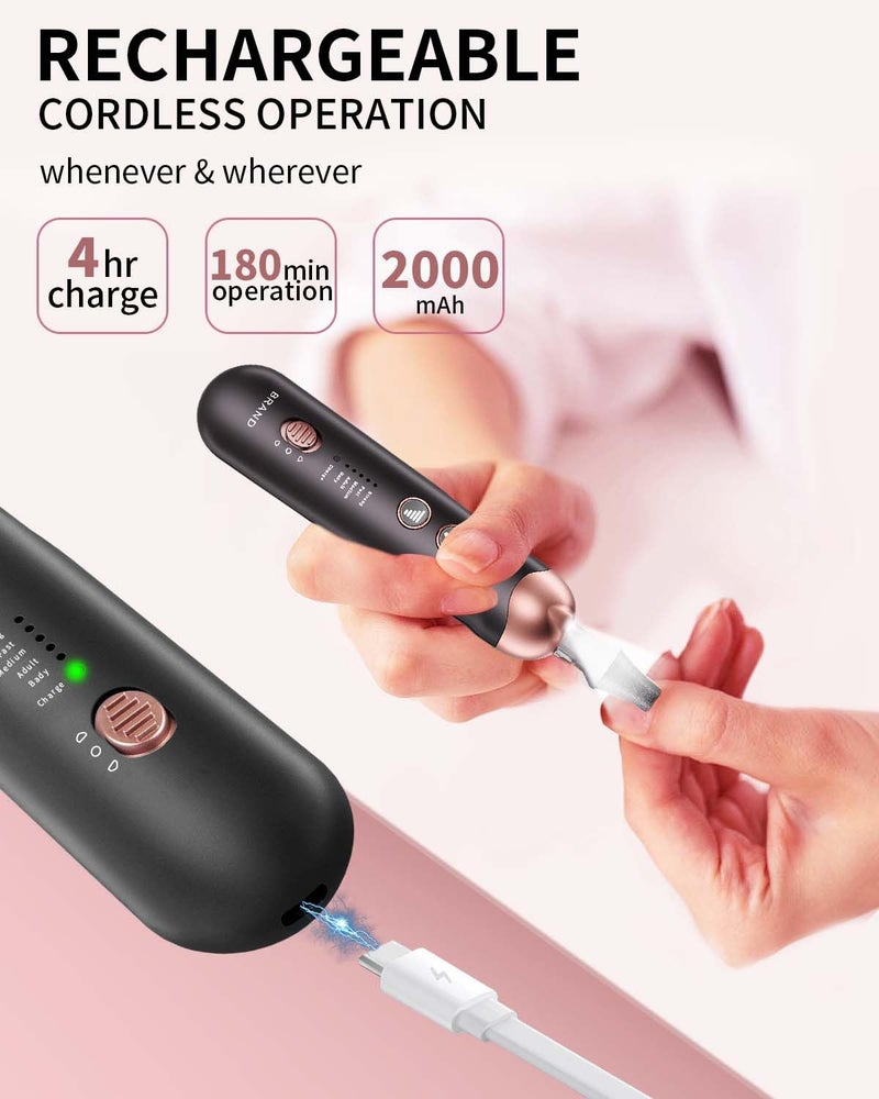 Hoxida Professional Manicure Pedicure Kit, Cordless Electric Nail File Set, Rechargeable Pedicure Tools for feet, 5 Speeds Hand Foot Care Nail Drill for Thick Nail Toenail Cuticle Women Men Baby Pets - Image 3