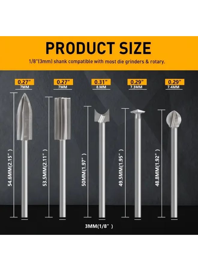 5Pcs Rotary Tool Engraving Bits Set For Wood Carving Drilling And Micro Sculpture - Image 4