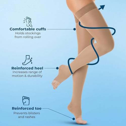EZYFIT Imported Class II Cotton Compression Stockings Above Knee for Varicose Veins | Varicose Veins Stockings For Men and Women | 22-35mm/Hg (Large) - Image 5
