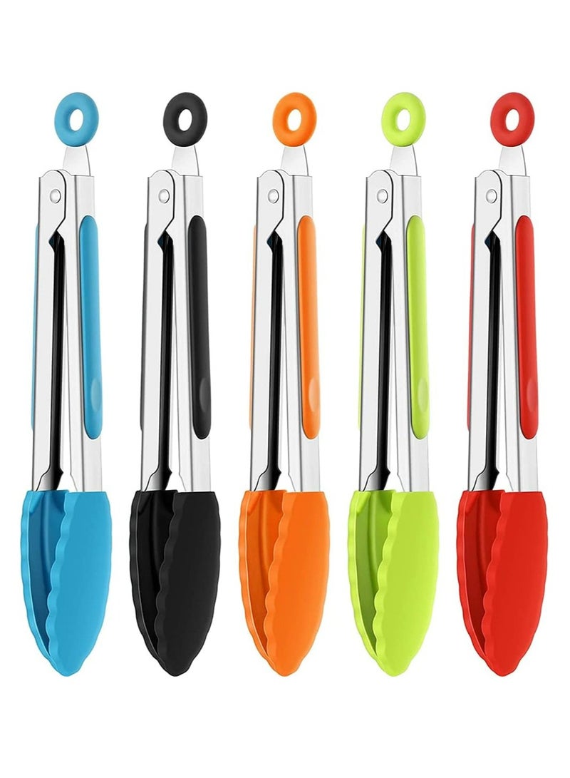 أوزيغالور 5 حزمة من المخاطر الصغيرة 7 بوصة مع الرأس المصنوع من السيليكون، الفولاذ المقاوم للصدأ، للسلطة، الشواء، القلي، الطهي (متعدد الألوان) - Image 1