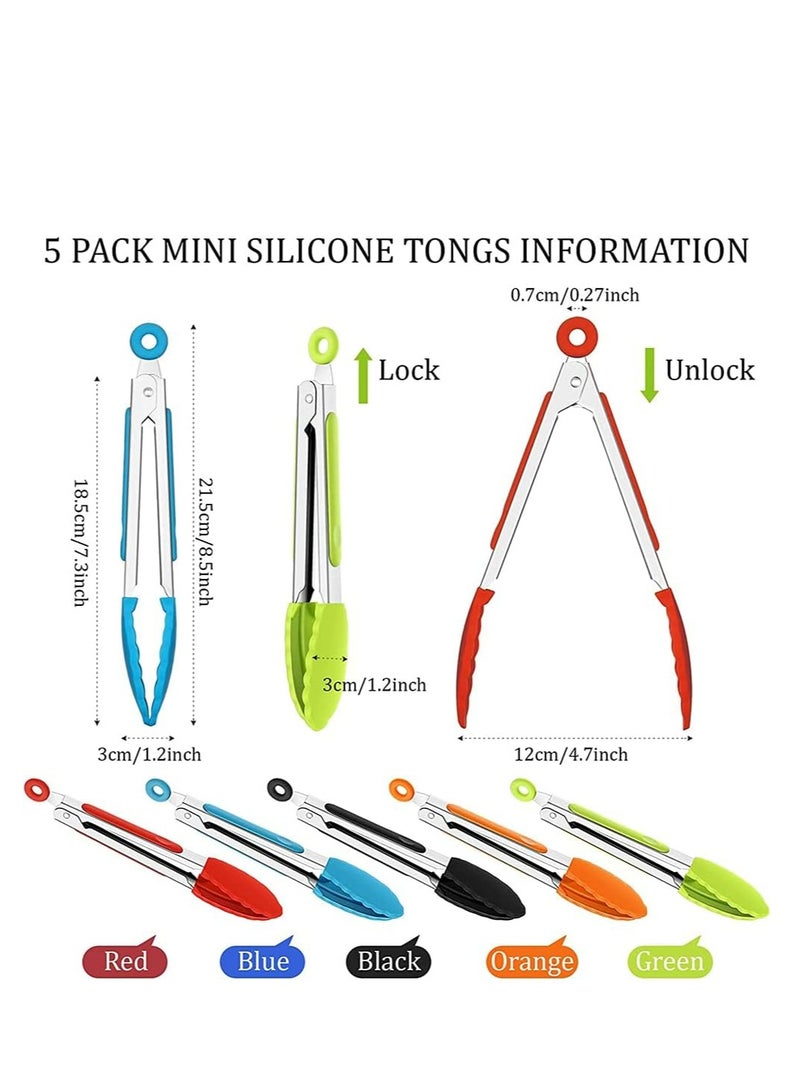 أوزيغالور 5 حزمة من المخاطر الصغيرة 7 بوصة مع الرأس المصنوع من السيليكون، الفولاذ المقاوم للصدأ، للسلطة، الشواء، القلي، الطهي (متعدد الألوان) - Image 2