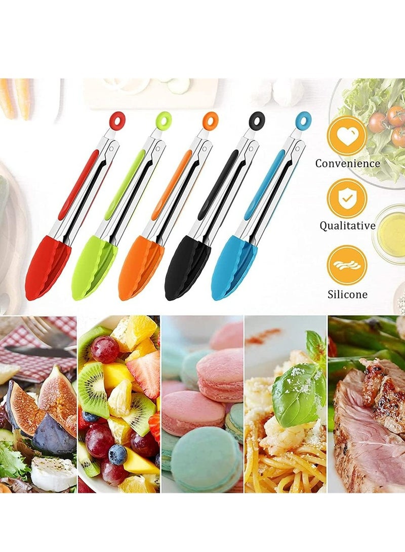 أوزيغالور 5 حزمة من المخاطر الصغيرة 7 بوصة مع الرأس المصنوع من السيليكون، الفولاذ المقاوم للصدأ، للسلطة، الشواء، القلي، الطهي (متعدد الألوان) - Image 5