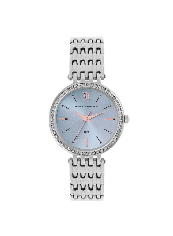 فرنش كونكشن 34mm Women's Quartz Watch with Sky Blue Dial