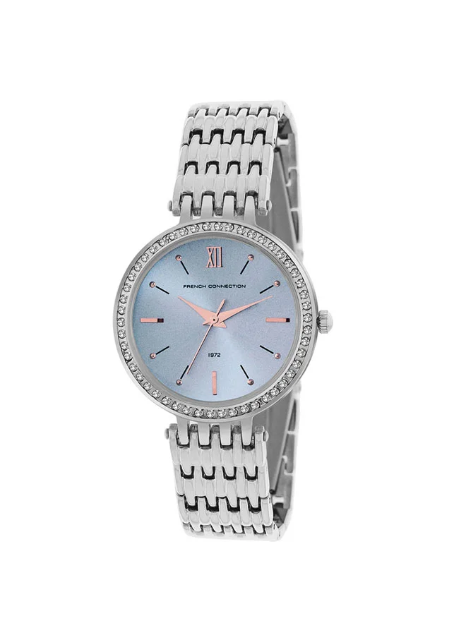 فرنش كونكشن 34mm Women's Quartz Watch with Sky Blue Dial