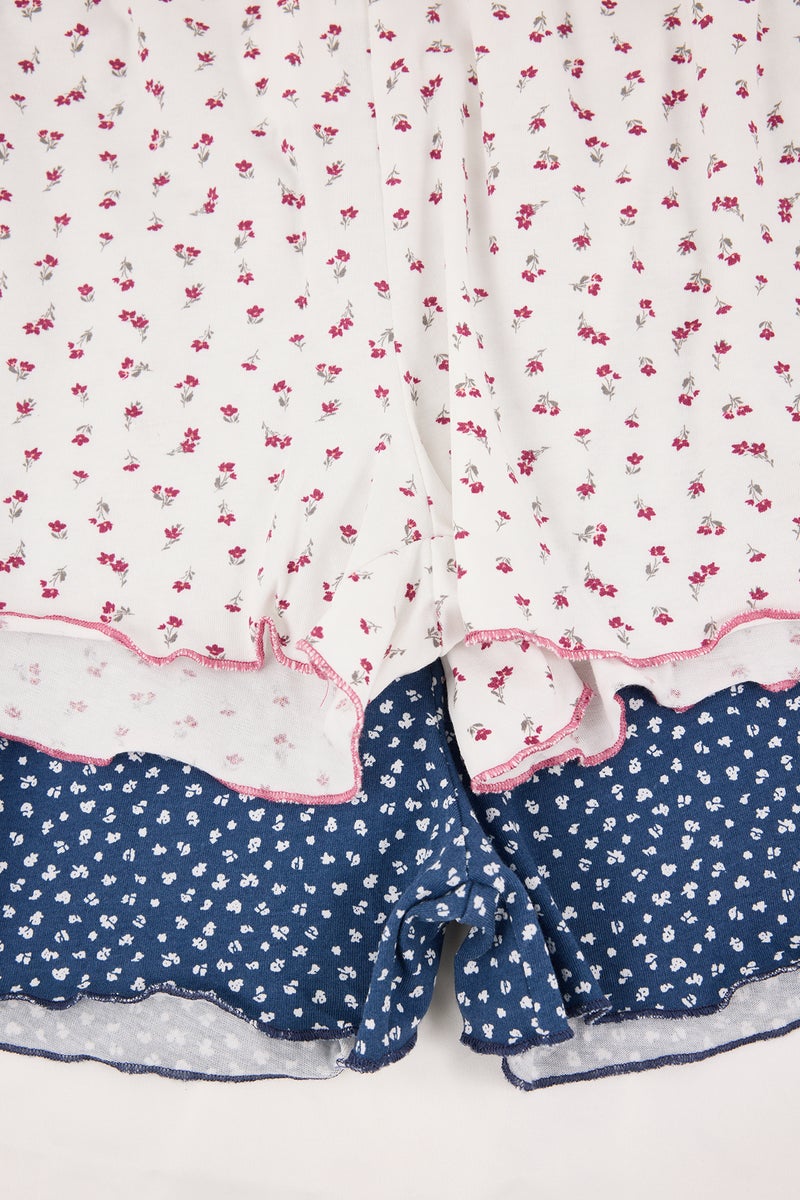 trendyol Navy Blue-White 2-Piece Floral Cotton Stretch Fabric Single Jersey Knitted Pajama Bottoms Thmss26Pj00001 - Image 5