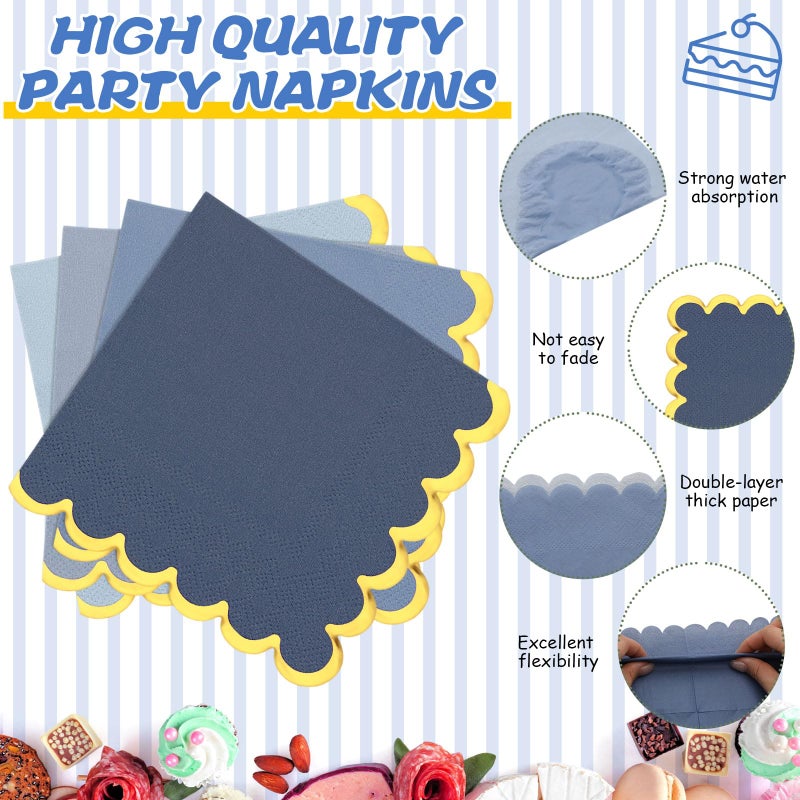 Vesici 60 Pcs Dusty Blue Party Plates with Napkins 9 Inch 7 Inch Paper Plates and Disposable Napkins with Gold Foil Border for Bridal Baby Shower Tea Birthday Wedding Party Supplies - Image 4