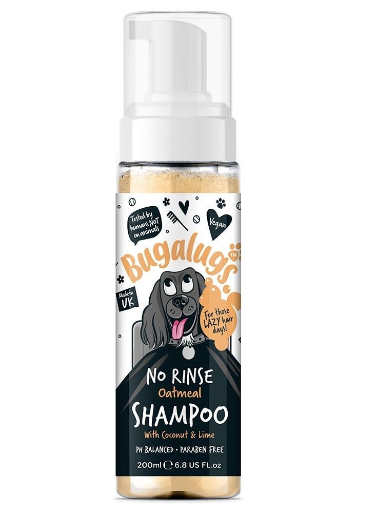 Bugalugs Oatmeal Coconut & Lime No Rinse Dog Shampoo 200ml (6.8 Fl Oz)