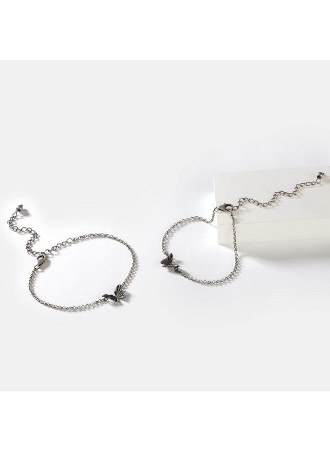 Shaya by CaratLane Oxidised Chasing My Constant Endeavours Mini Butterfly Anklets in 925 Silver For Girls and Women - Image 3