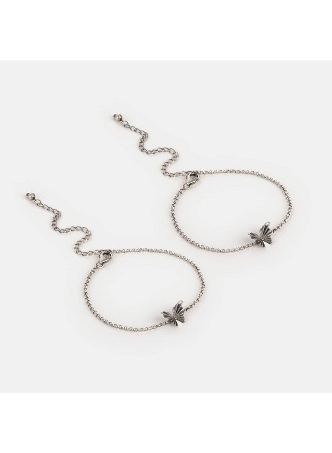 Shaya by CaratLane Oxidised Chasing My Constant Endeavours Mini Butterfly Anklets in 925 Silver For Girls and Women - Image 4