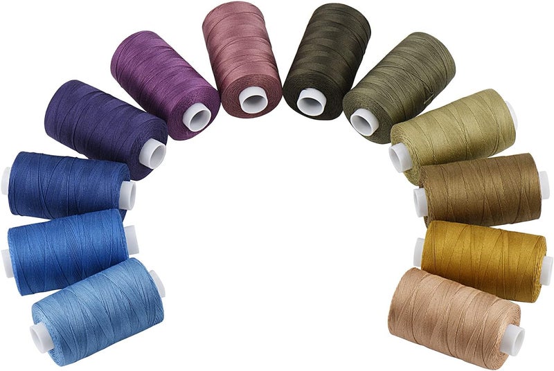 simthread All Purposes Cotton Quilting Thread 50WT 3 Plies for Piecing Sewing Embroidery Applique etc - 550 Yards Each (12 Jeans & Neutral Colors) - Image 2