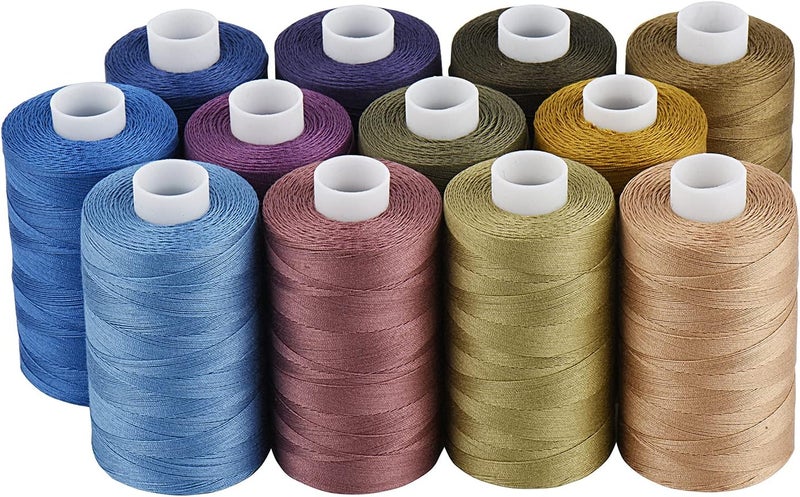 simthread All Purposes Cotton Quilting Thread 50WT 3 Plies for Piecing Sewing Embroidery Applique etc - 550 Yards Each (12 Jeans & Neutral Colors) - Image 1
