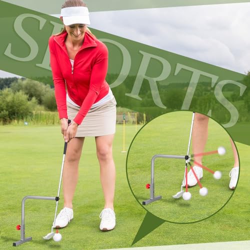 Poen 1 Set Golf Swing Trainer Training Iron Practice Swing Groover with 3 Height Indoor Golf Practice Simulator Accessories Aid Equipment(Sliver) - Image 3