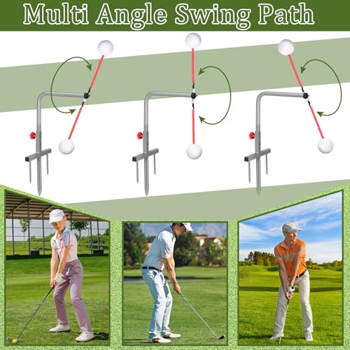 Poen 1 Set Golf Swing Trainer Training Iron Practice Swing Groover with 3 Height Indoor Golf Practice Simulator Accessories Aid Equipment(Sliver) - Image 5