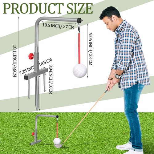 Poen 1 Set Golf Swing Trainer Training Iron Practice Swing Groover with 3 Height Indoor Golf Practice Simulator Accessories Aid Equipment(Sliver) - Image 2