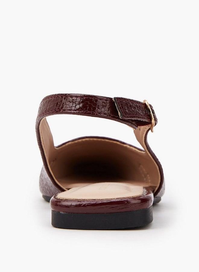 Flora Bella By Shoexpress Textured Chain Detail Sandals with Buckle Closure - Image 5