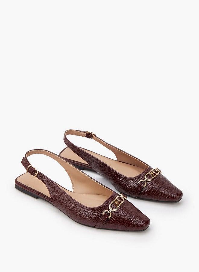 Flora Bella By Shoexpress Textured Chain Detail Sandals with Buckle Closure - Image 2