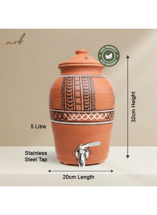 ارك ARK - تيراكوتا داروفايبس بيور فلو مطكة | موزّع ماء طيني | مطكة مصنوعة يدويًا | تبريد طبيعي | مياه قلوية | صديق للبيئة | تصميم فخاري عربي | توازن الأس الهيدروجيني | 5 لتر - Image 2