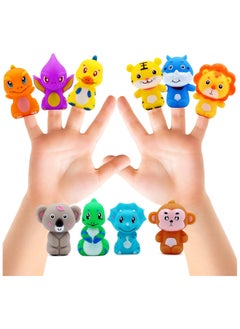 Finger Puppets Set 10pcs Cute Animal Puppets Kit for Children Rubber Bath Finger Puppets Goodie Bag Filling Toy Storytelling Puppet Toy for Early Education Gift for Boys Girls