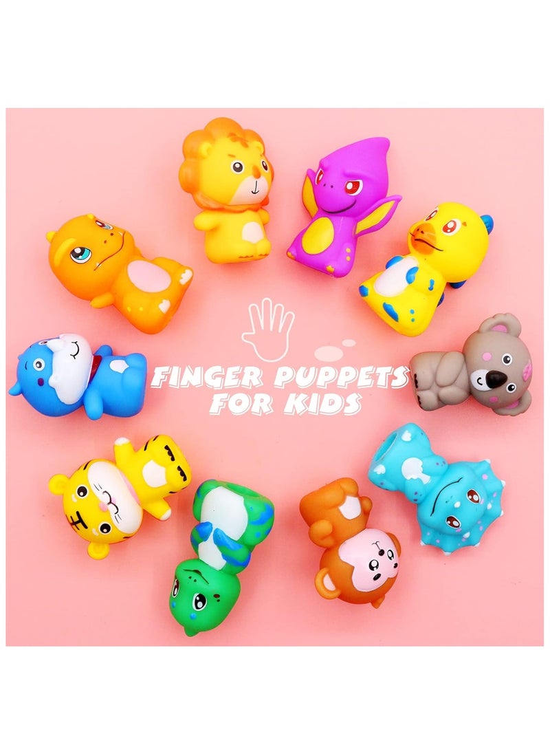 Toy Box - Finger Puppets Set 10pcs Cute Animal Puppets Kit for Children Rubber Bath Finger Puppets Goodie Bag Filling Toy Storytelling Puppet Toy for Early Education Gift for Boys Girls - Image 1