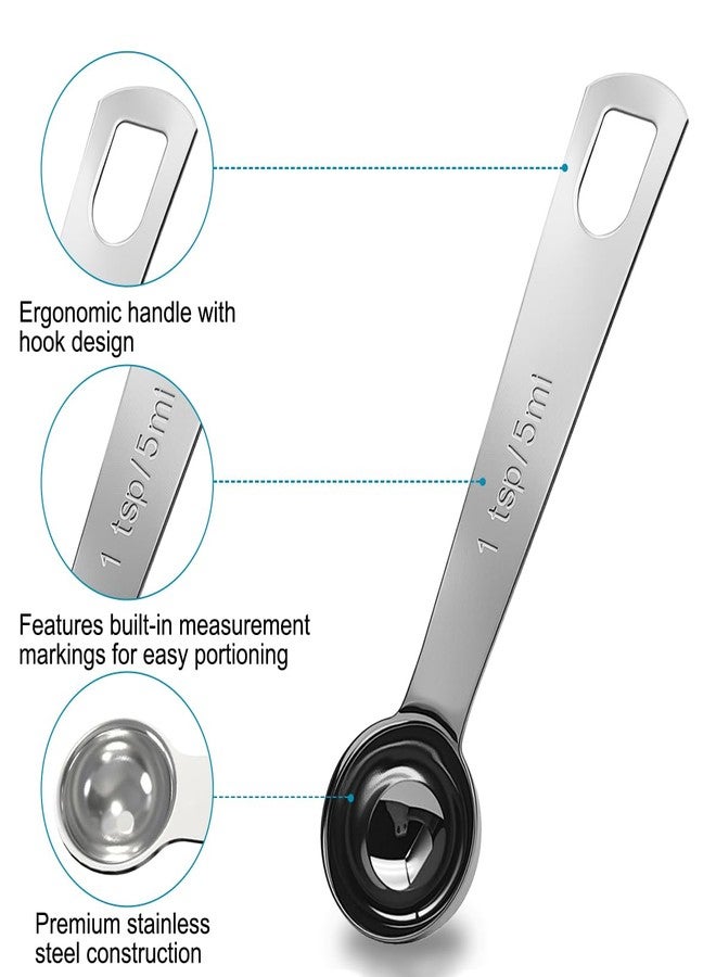 CKANDAY 2 Pack 1 Teaspoon Stainless Steel Measuring Spoons, 5ml Short Handle Coffee Scoop Spoon, Kitchen Gadgets for Precise Measurement of Cooking, Baking Ingredients, Spices, Protein Powder - Image 3