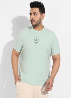 Instafab Plus Men's Sage Green Basic Regular Fit T-Shirt  - Image 2