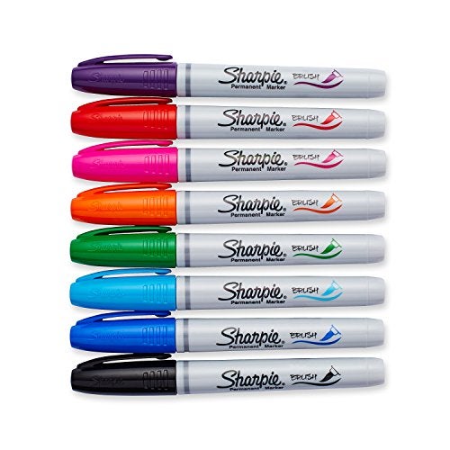 SHARPIE Brush Tip Permanent Markers, 8 Colored Markers (1810703) - Image 2