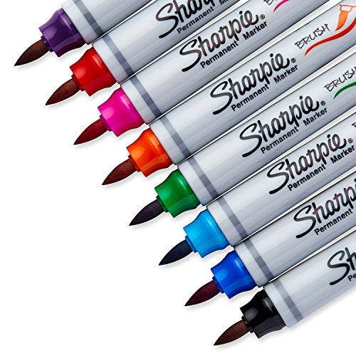 SHARPIE Brush Tip Permanent Markers, 8 Colored Markers (1810703) - Image 3