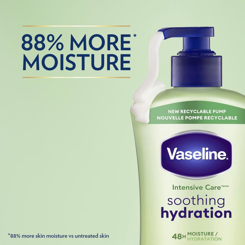 Vaseline Intensive Care Body Lotion for Dry Skin Soothing Hydration Lotion Made with Ultra-Hydrating Lipids + 1% Aloe Vera Extract to Refresh Dehydrated Skin 20.3 oz, Pack of 3 - Image 5