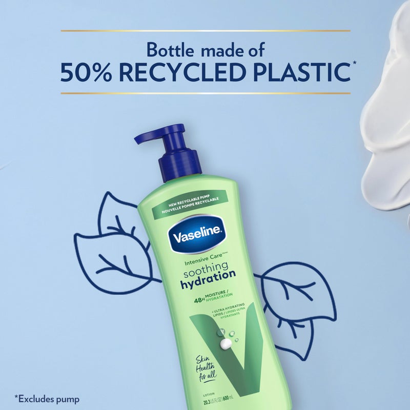 Vaseline Intensive Care Body Lotion for Dry Skin Soothing Hydration Lotion Made with Ultra-Hydrating Lipids + 1% Aloe Vera Extract to Refresh Dehydrated Skin 20.3 oz, Pack of 3 - Image 4