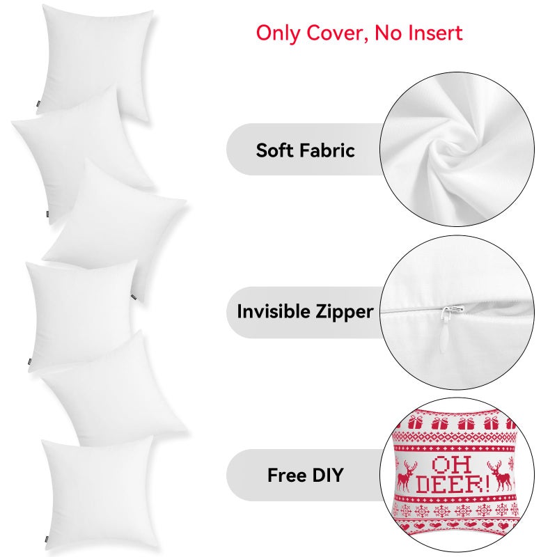 Coddsmz 6 Pack Decorative 100% Cotton Pillow Covers Square Cushion Cover Solid DIY Throw Pillowcase for Spring Home Sofa Bedroom Pure White 6 Pack-20"" x 20""/50x50cm (ONLY Covers  NOT Insert) - Image 5