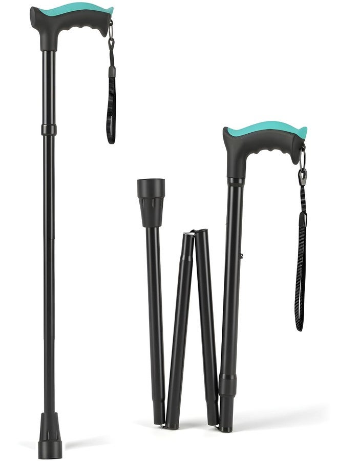 MCP Thunderbolt 4 Folding Sections Aluminium Foldable Walking Stick for Men, Women & Old People Support, Trekking Cane Stick (Black) - Image 1