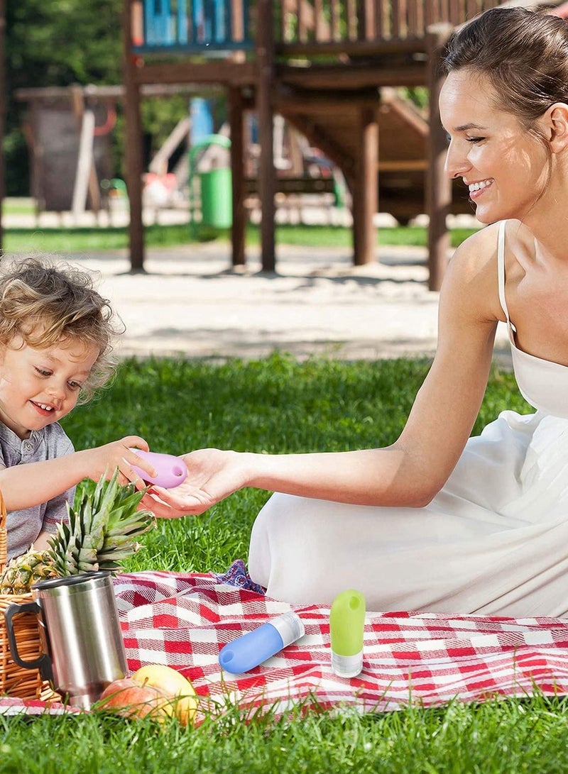 SOLARAE Silicone Travel Bottle Keychain Set, Includes Portable Hand Bottle Container oz Refillable Empty Bottles, Retractable Badge Holders, and Collapsible Funnel for Outdoor Sports Travel - Image 4