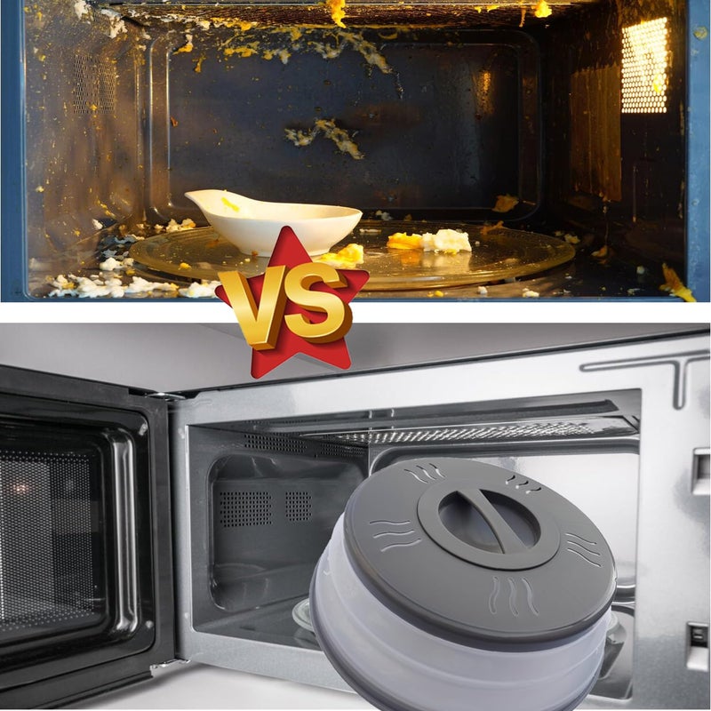 XGHJ Microwave Splatter Cover Vented for Food, Microwave Plate Cover Splatter Guard & Colander, Fruit Vegetables Drainer with Hook Hole, Dishwasher-Safe,BPA-Free Silicone & Plastic (Grey) - Image 3