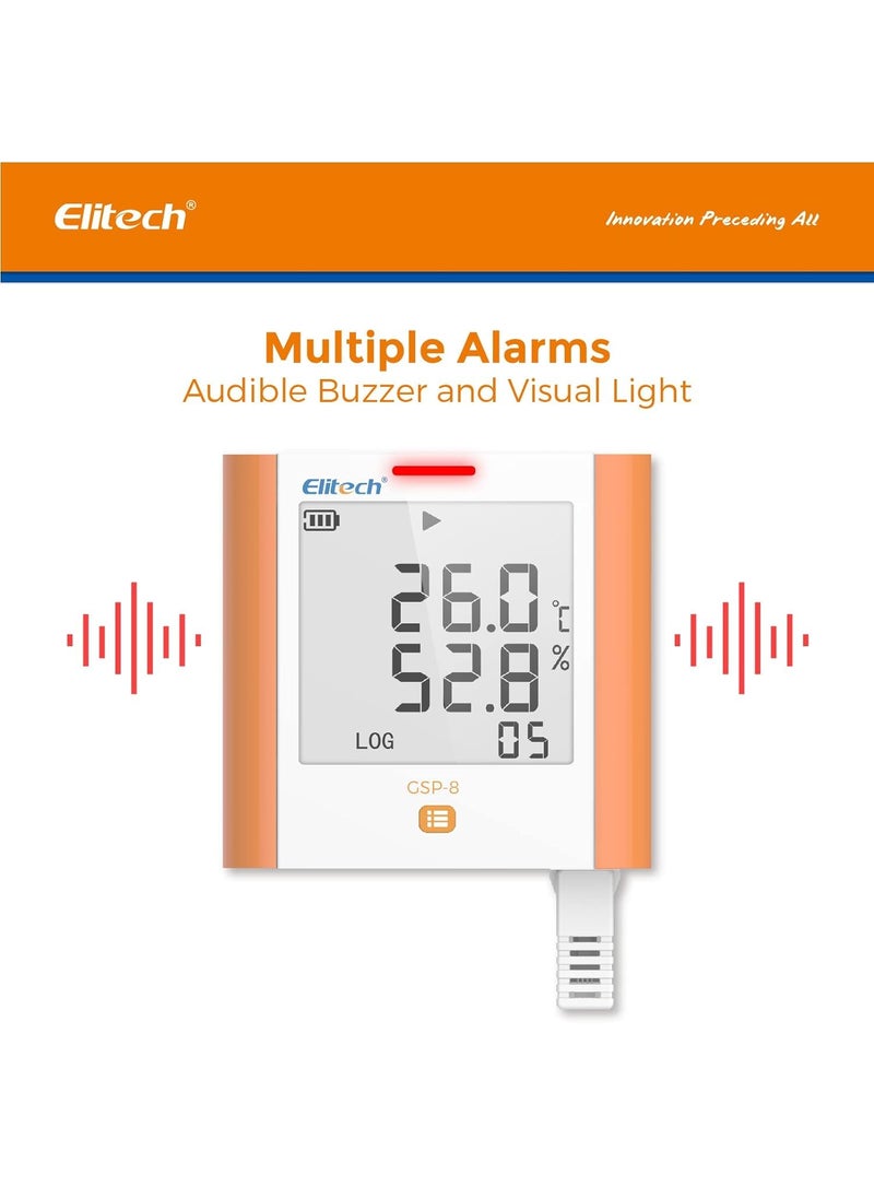 Elitech ISO 17025 Certified Elitech GSP8 Digital Data Logger Refrigerator Temperature Humidity Recorder Alarm Reusable Recorder Refrigerator Thermometer 100000 Points  - Image 4