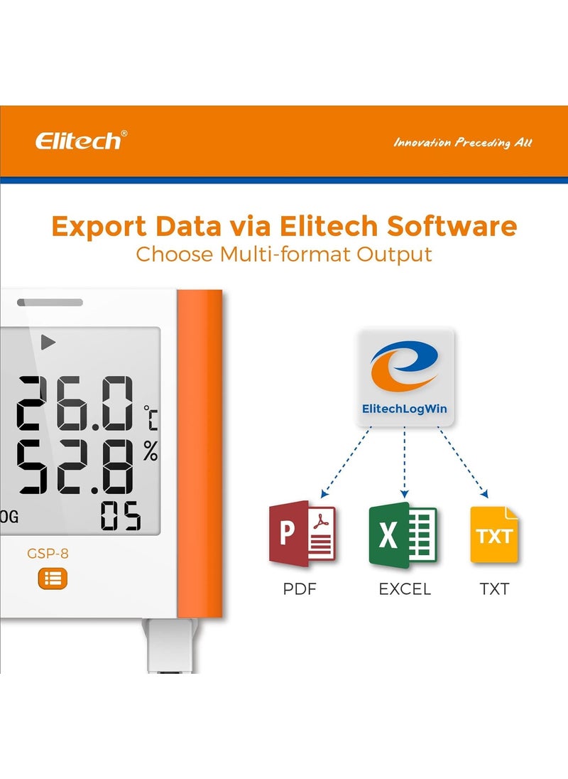 Elitech ISO 17025 Certified Elitech GSP8 Digital Data Logger Refrigerator Temperature Humidity Recorder Alarm Reusable Recorder Refrigerator Thermometer 100000 Points  - Image 3