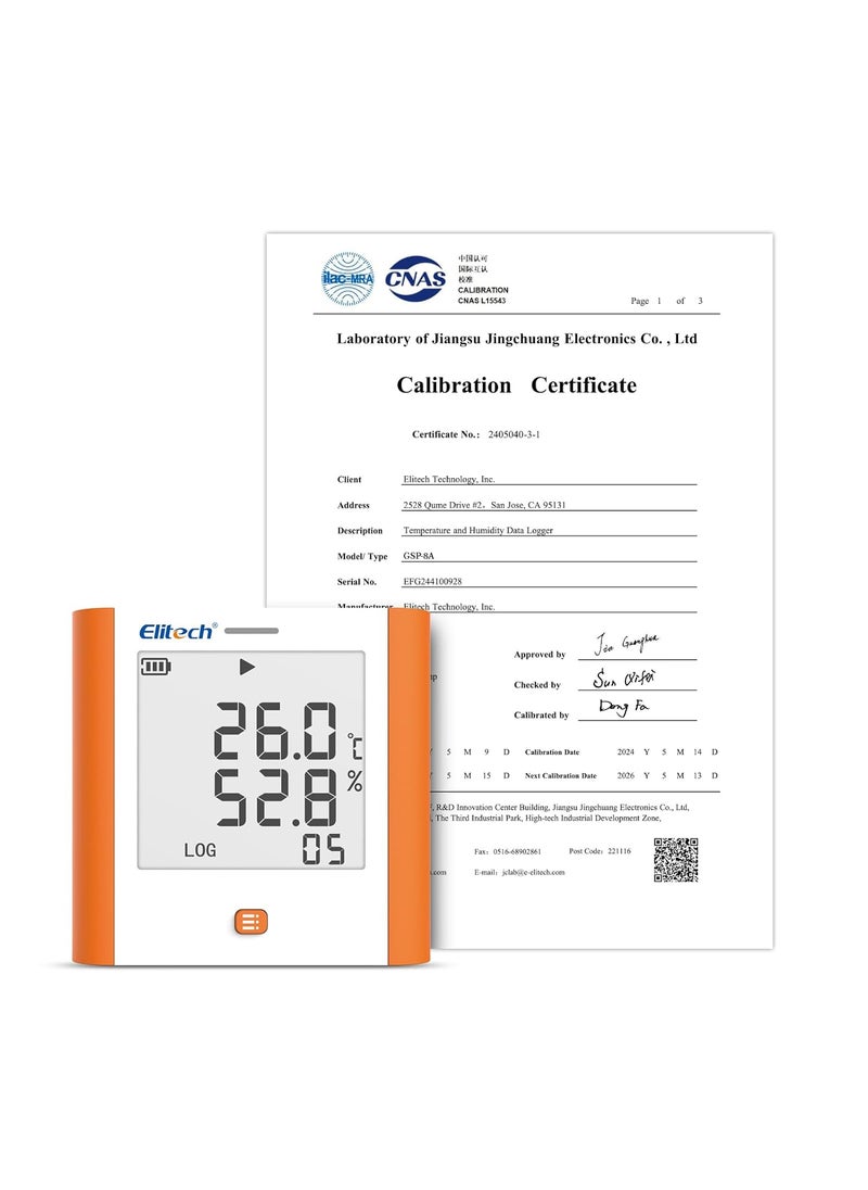 Elitech ISO 17025 Certified Elitech GSP8 Digital Data Logger Refrigerator Temperature Humidity Recorder Alarm Reusable Recorder Refrigerator Thermometer 100000 Points  - Image 1
