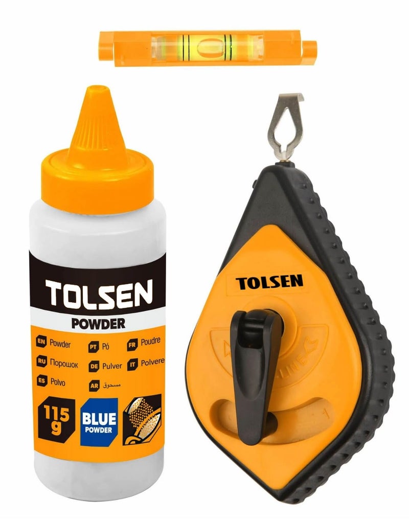 Tolsen Chalk Line Reel Set - Heavy Duty, Fast Rewind, Builders Chalk String Kit - 30m (100ft) Line - Image 4