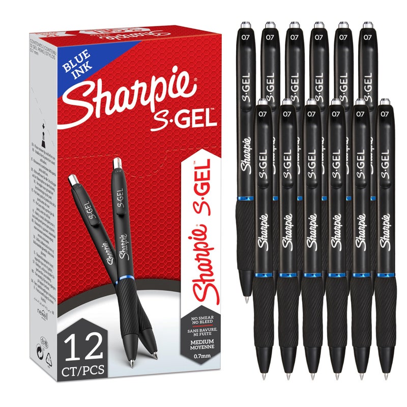 Sharpie S-Gel | Gel Pens | Medium Point (0.7mm) | Blue Ink | 12 Count - Image 1